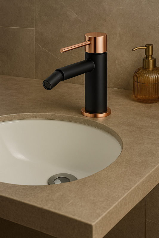 Milos Single Lever Bidet Mixer in Black & Rose GolRedefining Bathroom Luxury