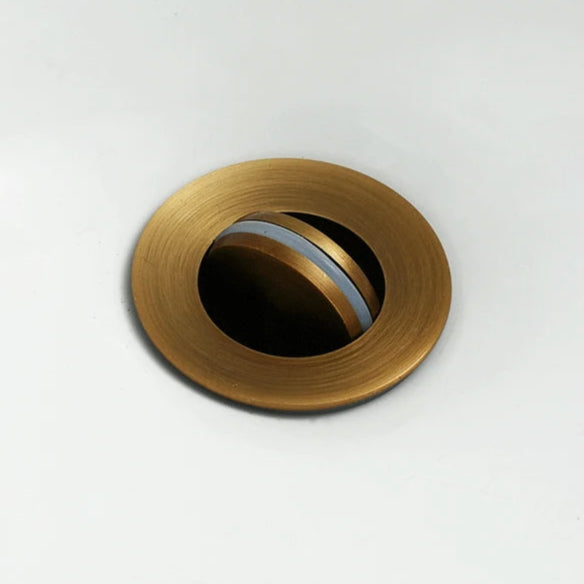 Round Carved Brass Pop-Up Drain for Vanity Sink with Overflow