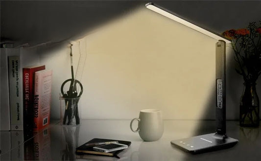 LED Desk Lamp with Alarm Clock and Wireless Charging Station