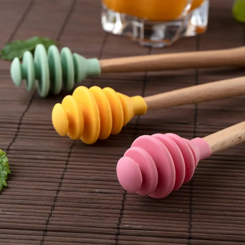Silicone Stirrer with Wooden Handle for Mixing
