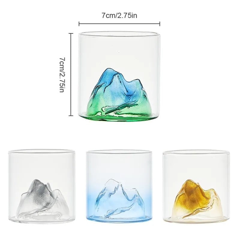 3D Whiskey Glass with Mountain Design Inside Work of Art