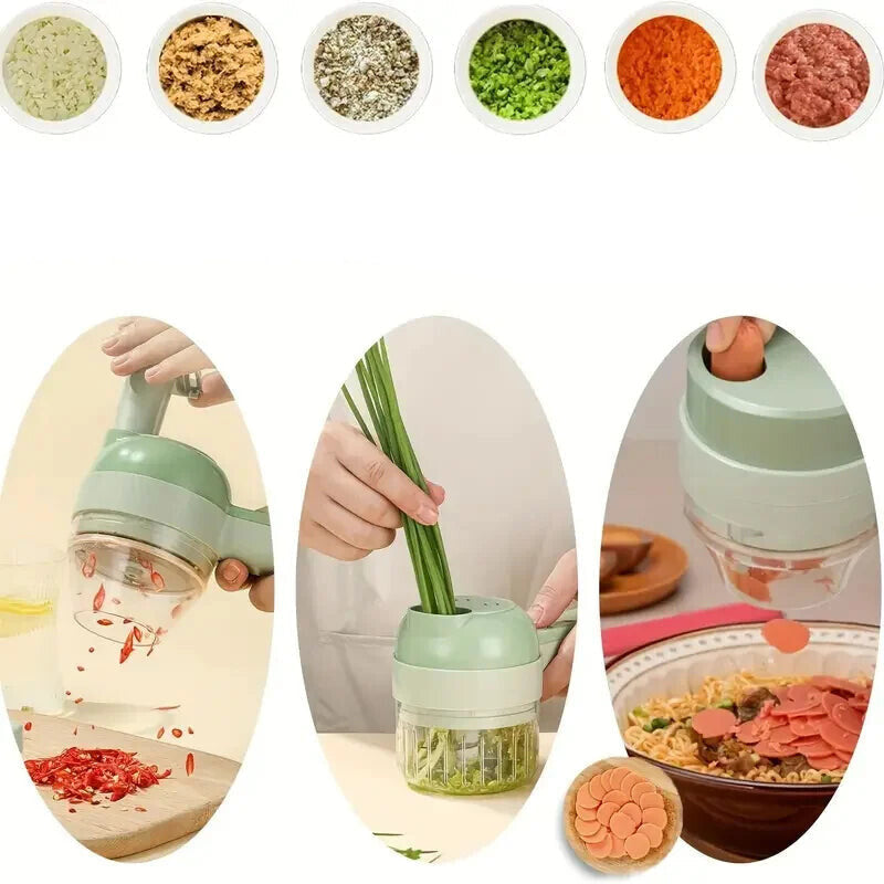 4 In 1 Electric Vegetable Cutter Mini Portable Food Processor