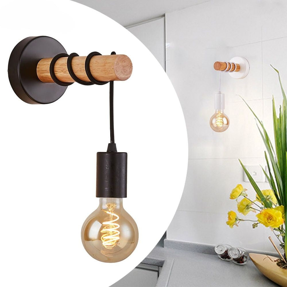 Modern Wood Hang Wire Wall Lamp