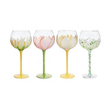 Hand Painted Flower Wine Glass