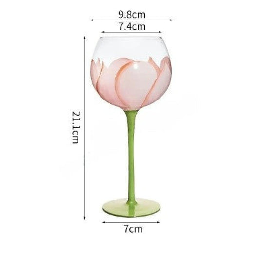 Hand Painted Flower Wine Glass