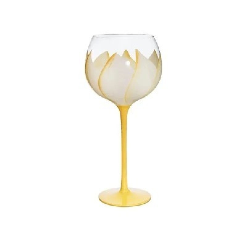 Hand Painted Flower Wine Glass