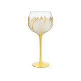 Hand Painted Flower Wine Glass