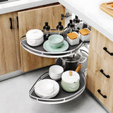 2 Tier Corner Pull Out Tray Storage Organize Cabinet