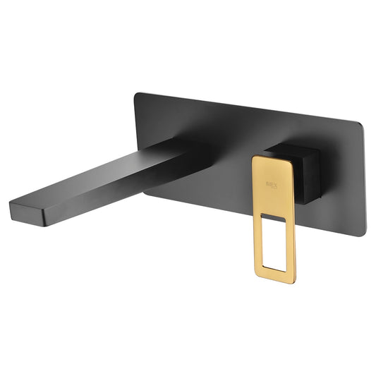 Monomando Lavabo Empotrado Suecia Negro Oro Brillo