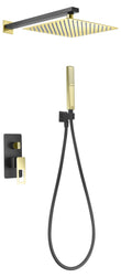Conjunto De Ducha Empotrado Monomando Suecia Negro Oro Brillo