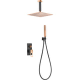 Conjunto De Ducha Empotrado Monomando Estocolmo Negro Oro Rosa