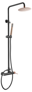 Conjunto De Ducha Monomando Milos Negro Oro Rosa