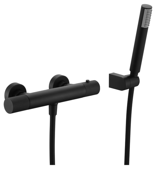Grifo De Ducha Termostático  Line Negro Mate