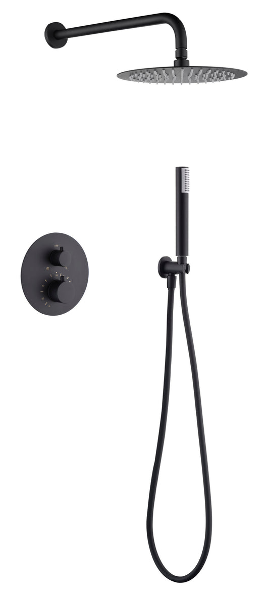 Conjunto Ducha Termostatico Empotrado Monza Negro Mate