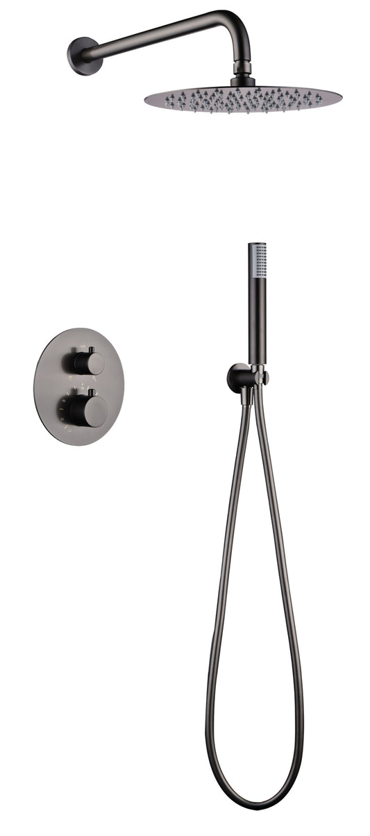 Conjunto Ducha Termostatico Empotrado Monza Black Gun Metal