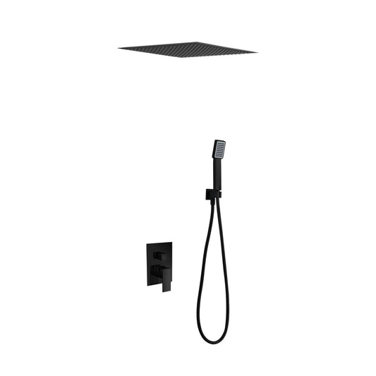 Conjunto De Ducha Empotrado Monomando Volga Negro Mate