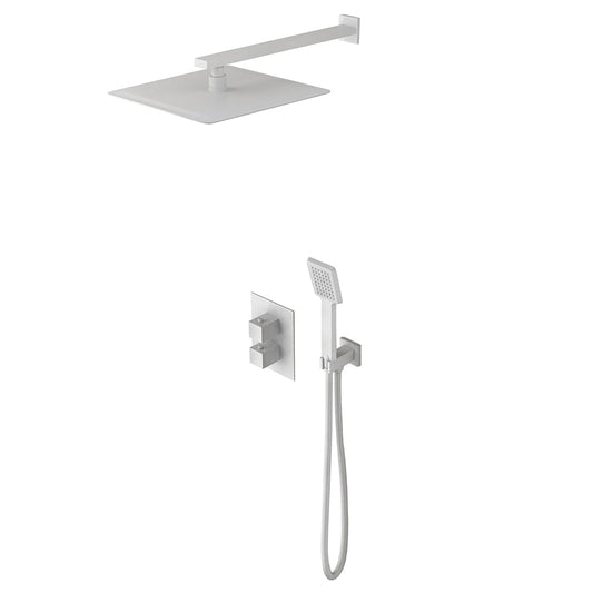 Conjunto De Ducha Empotrado Termostático  Cíes Blanco Mate