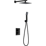 Conjunto De Ducha Empotrado Termostático  Cíes Negro Mate