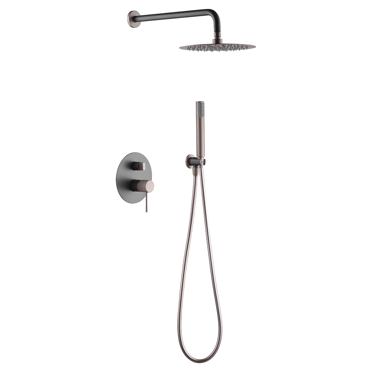 Conjunto De Ducha Empotrado Monomando Line Gris Champagne