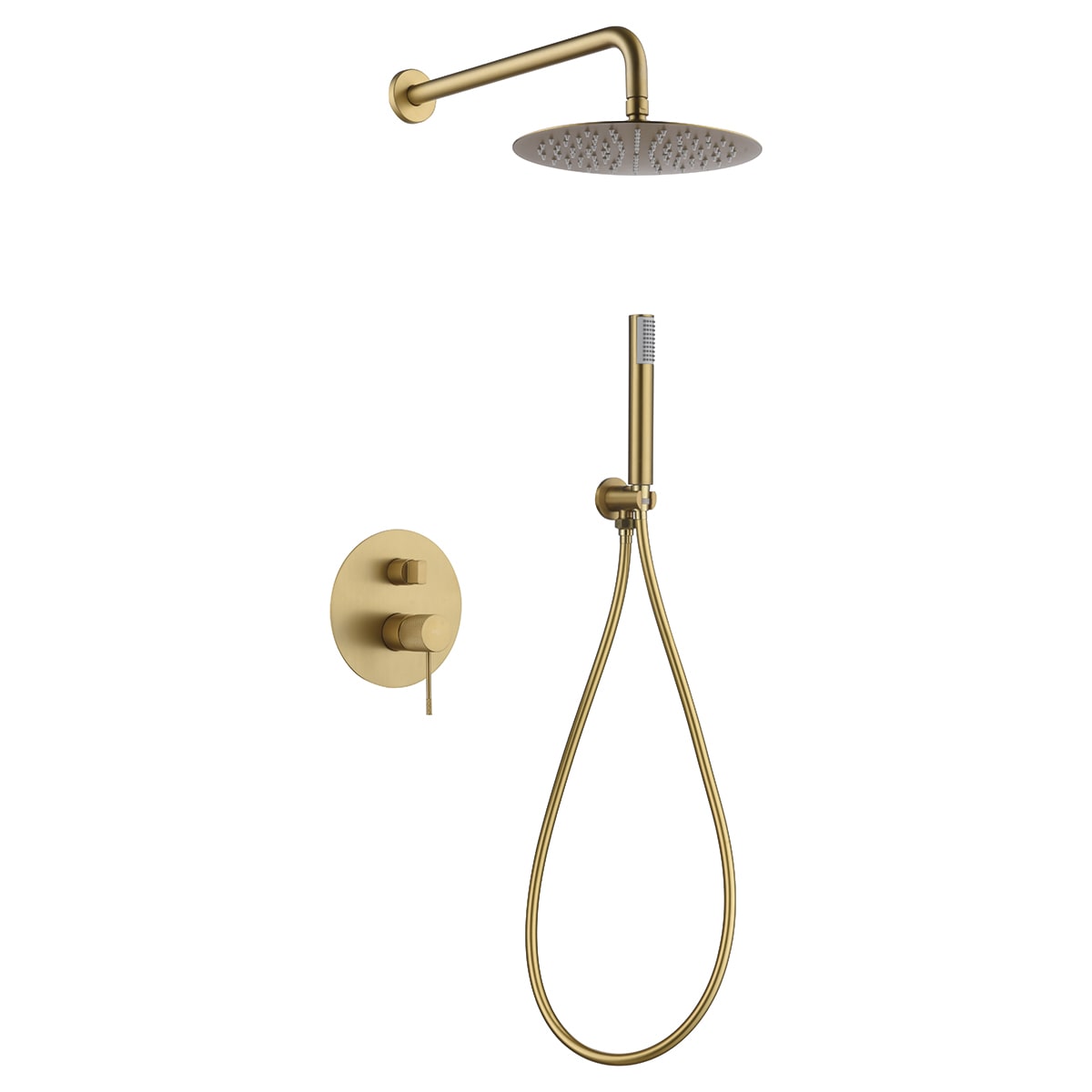 Conjunto De Ducha Empotrado Monomando Line Oro Cepillado