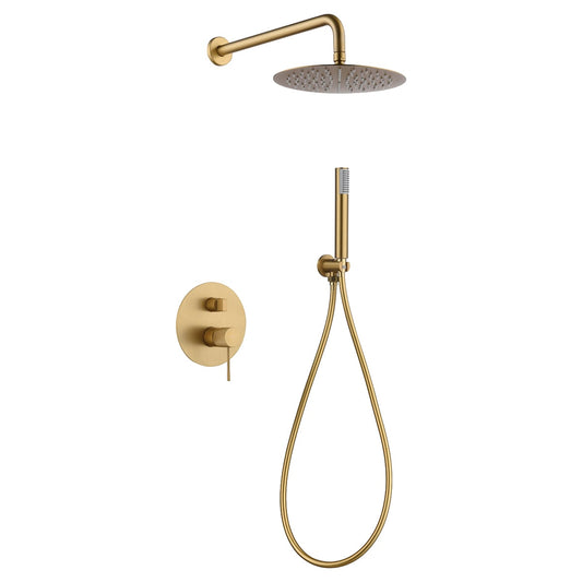 Conjunto De Ducha Empotrado Monomando Line Oro Cepillado