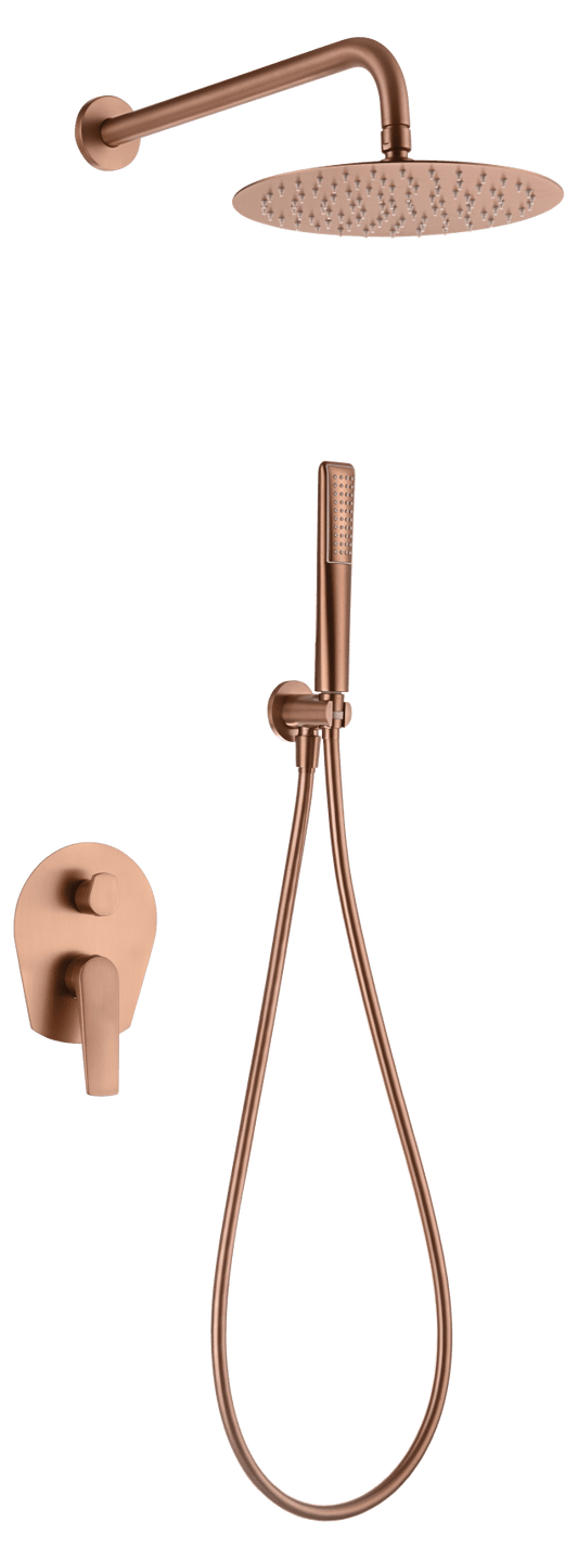 Conjunto Ducha Monomando Empotrado Delos Oro Rosa Cepillado