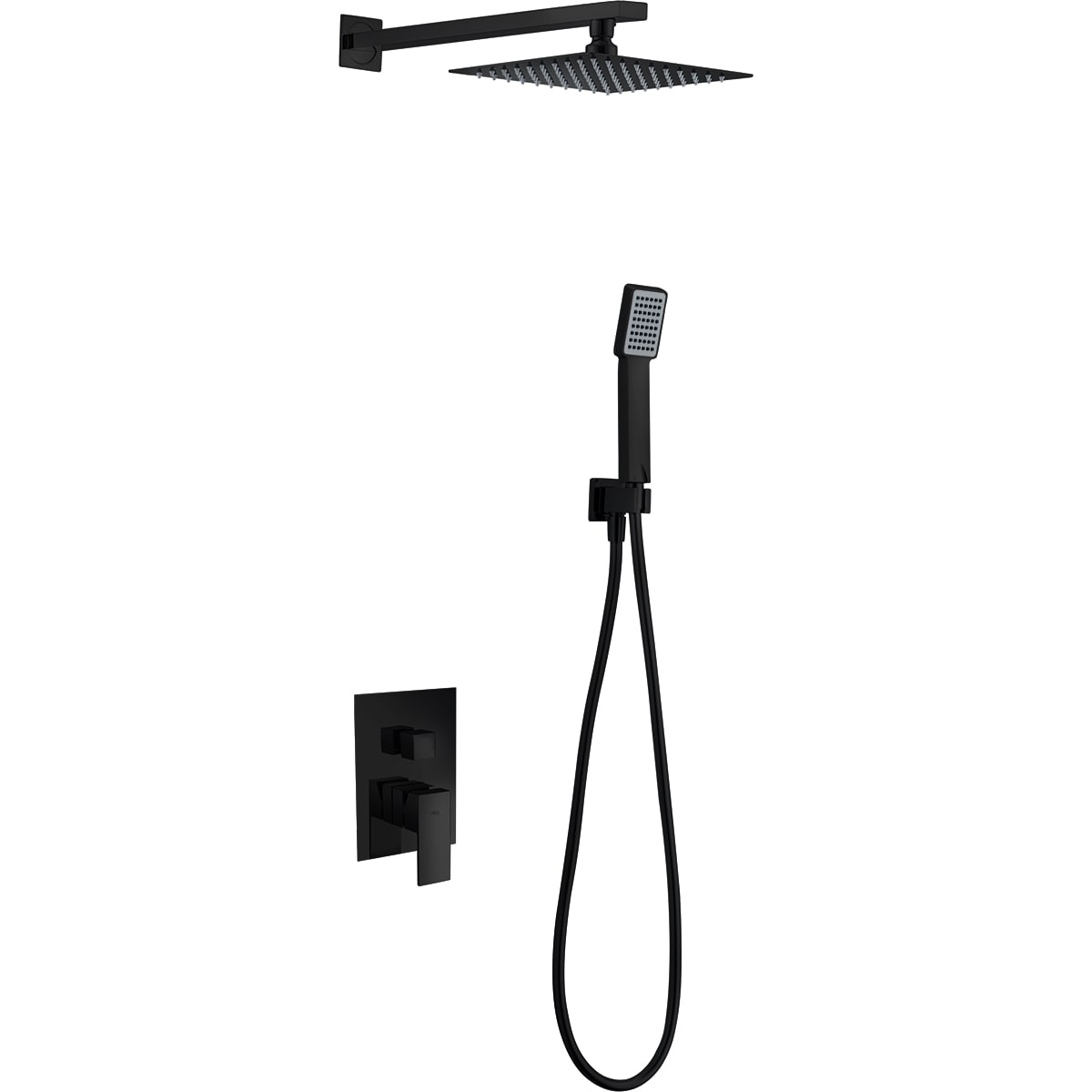 Conjunto De Ducha Empotrado Monomando  Dubín Negro Mate