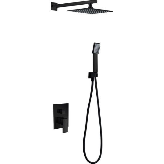 Conjunto De Ducha Empotrado Monomando  Dubín Negro Mate