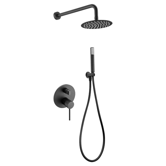 Conjunto De Ducha Empotrado Monomando Milos Negro Mate