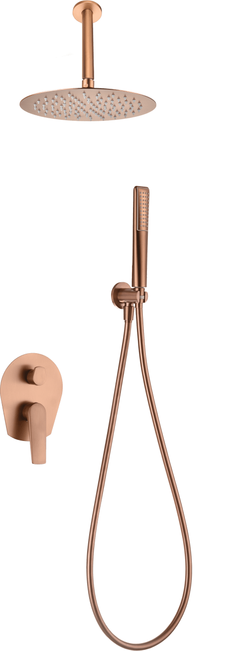 Conjunto Ducha Monomando Empotrado Paros Oro Rosa