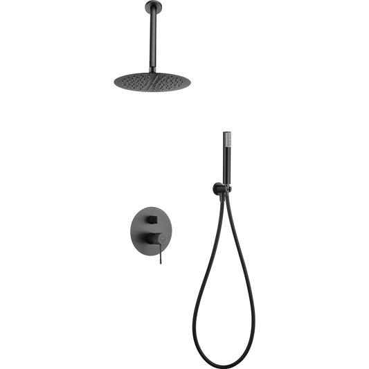 Conjunto De Ducha Empotrado Monomando Top Black Gum Metal