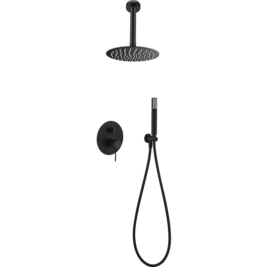Conjunto De Ducha Empotrado Monomando Top Negro Mate