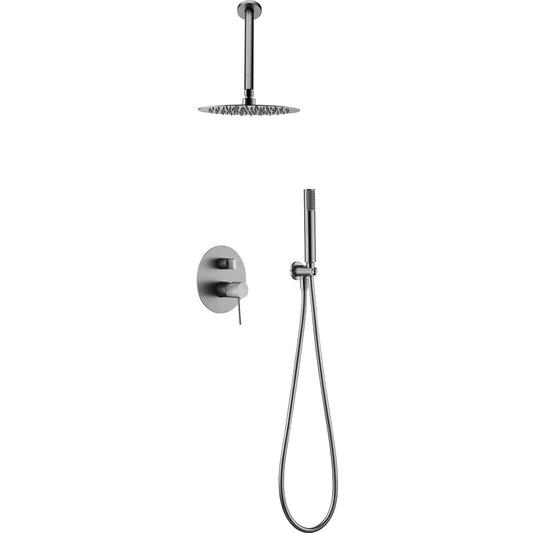 Conjunto De Ducha Empotrado Monomando  Top Níquel Cepillado