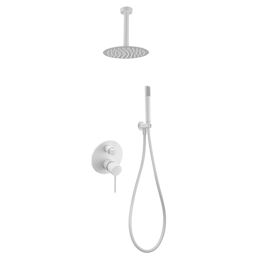 Conjunto De Ducha Empotrado Monomando Thalos Blanco Mate