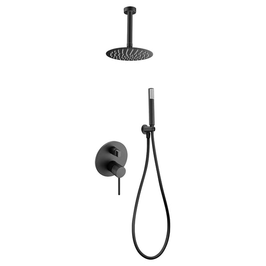 Conjunto De Ducha Empotrado Monomando Thalos Negro Mate