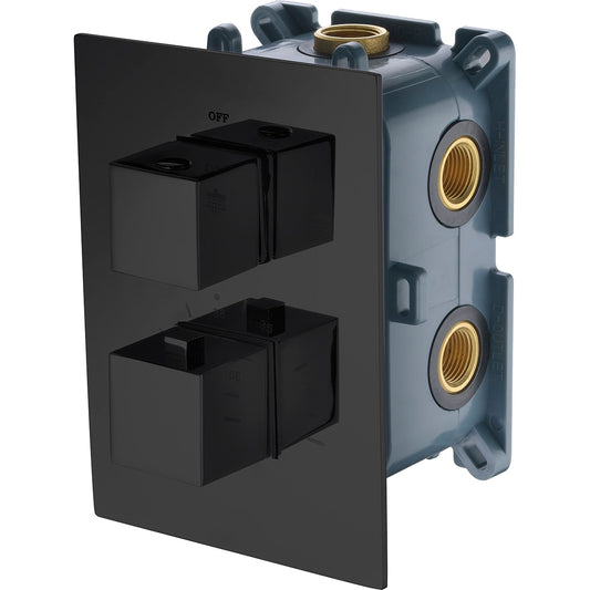 Grifo Empotrado Termostático 3 Vías Negro Mate