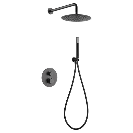 Conjunto De Ducha Empotrado Termostático  Line Black Gum Metal