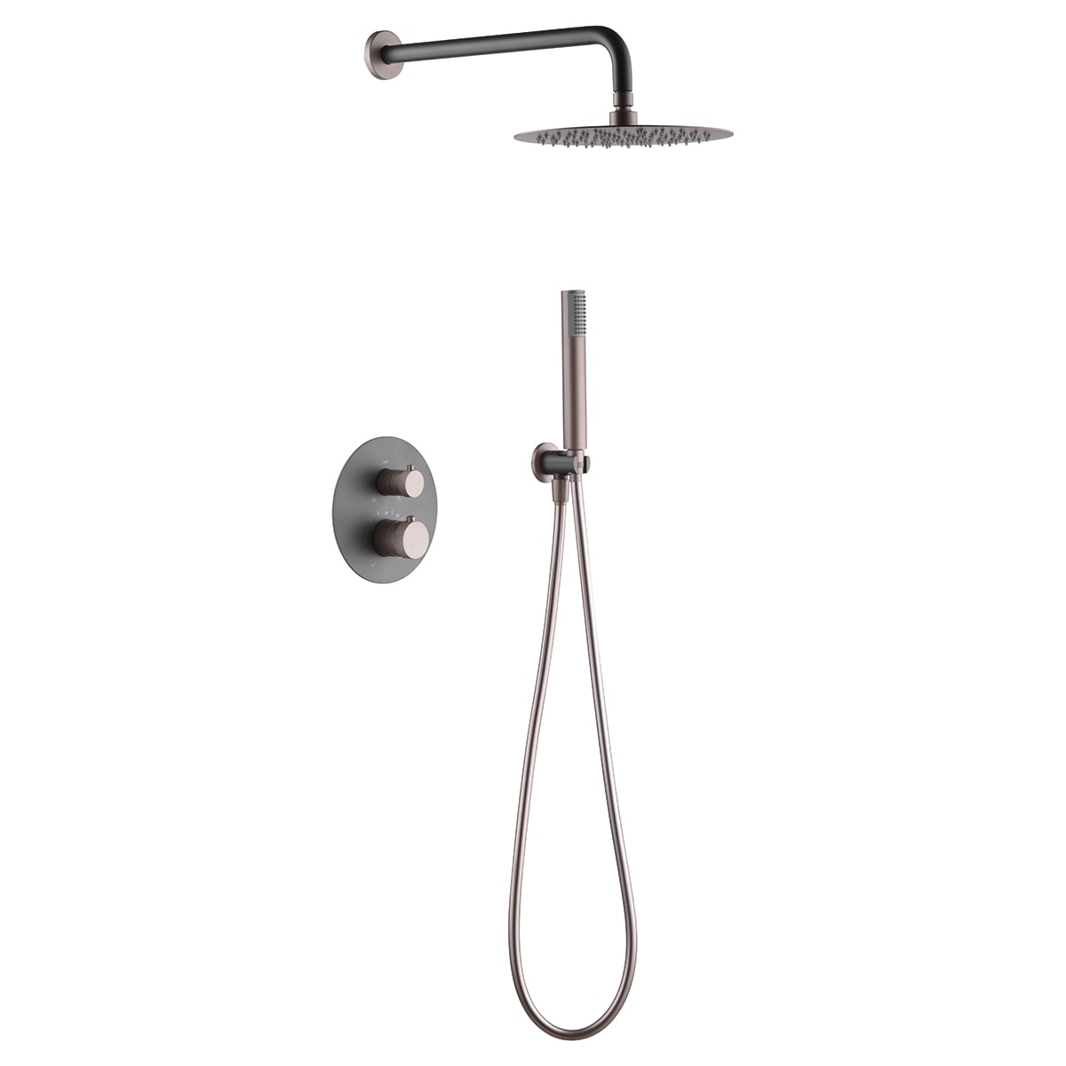 Conjunto De Ducha Empotrado Termostático  Line Gris Champagne