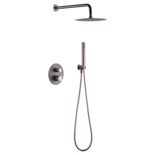 Conjunto De Ducha Empotrado Termostático  Line Gris Champagne