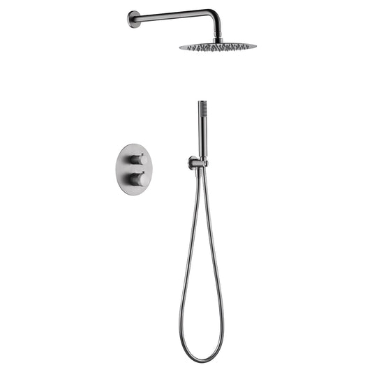 Conjunto De Ducha Empotrado Termostático  Line Níquel Cepillado