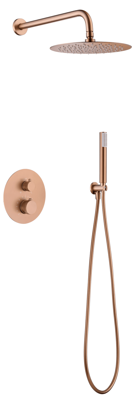 Conjunto Ducha Termostático Empotrado Line Oro Rosa Cepillado
