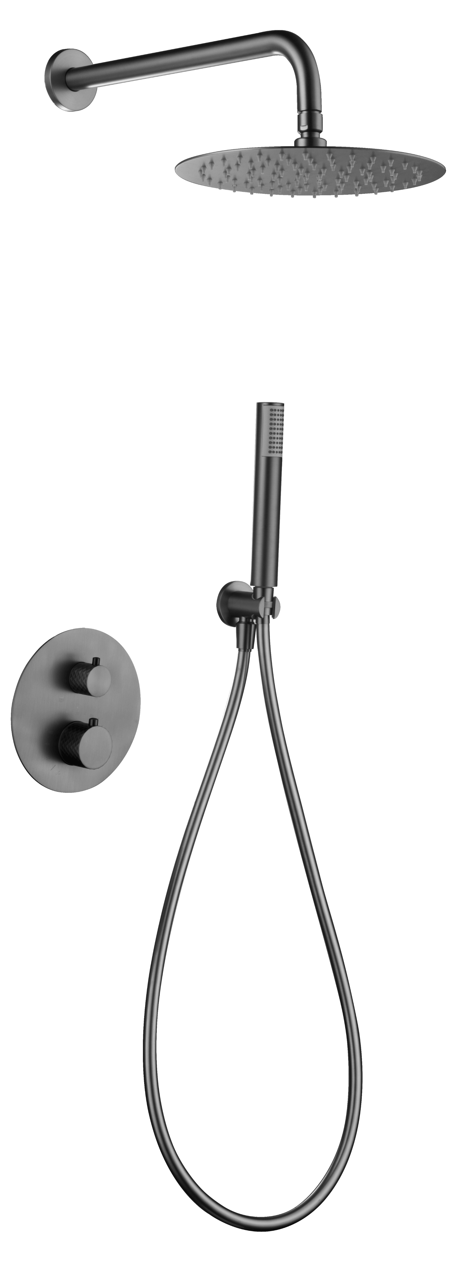 Conjunto Ducha Termostático Empotrado Génova Black Gun Metal