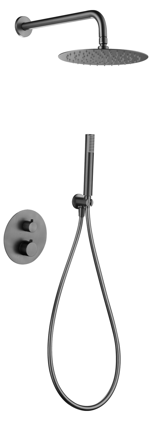 Conjunto Ducha Termostático Empotrado Génova Black Gun Metal