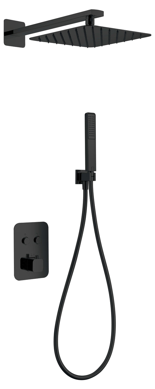 Conjunto De Ducha Empotrado Termostático  Madeira Negro Mate