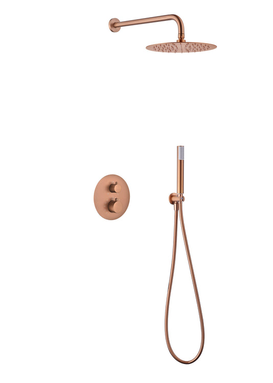 Conjunto Ducha Termostatico Empotrado Monza Oro Rosa Cepillado