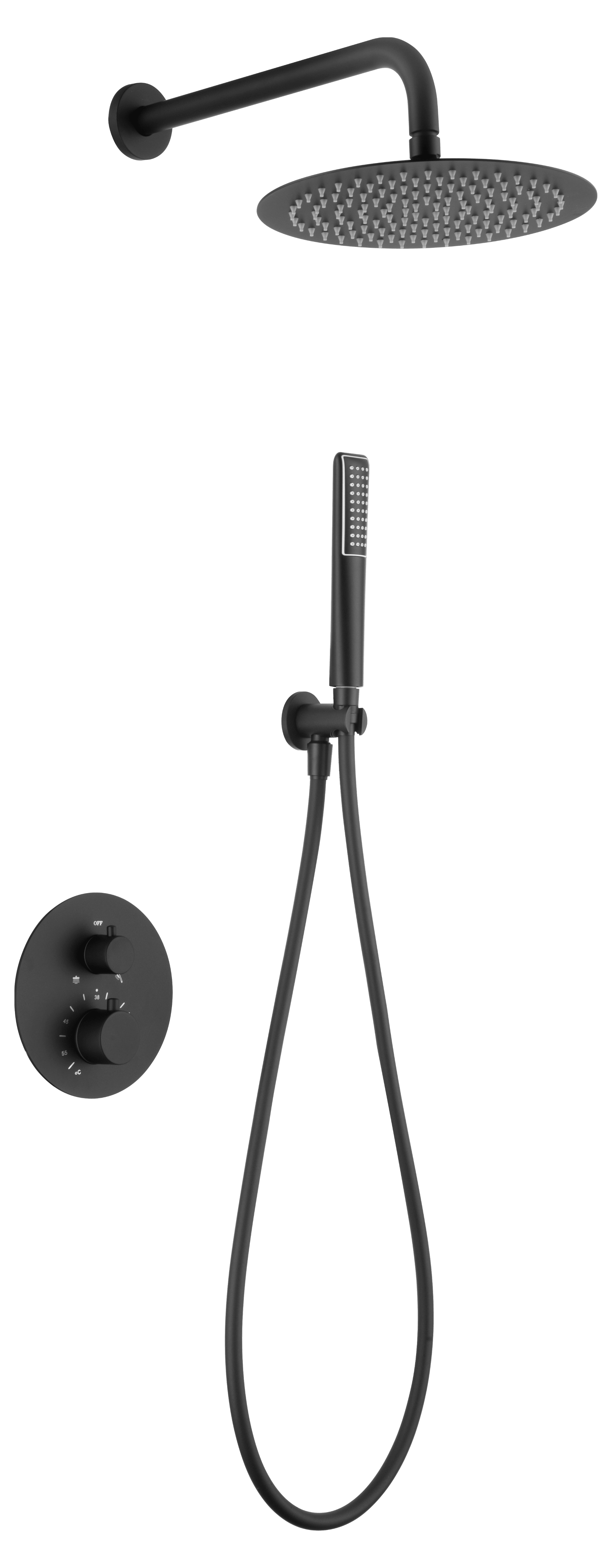 Conjunto Ducha Termostático Empotrado Nápoles Negro Mate