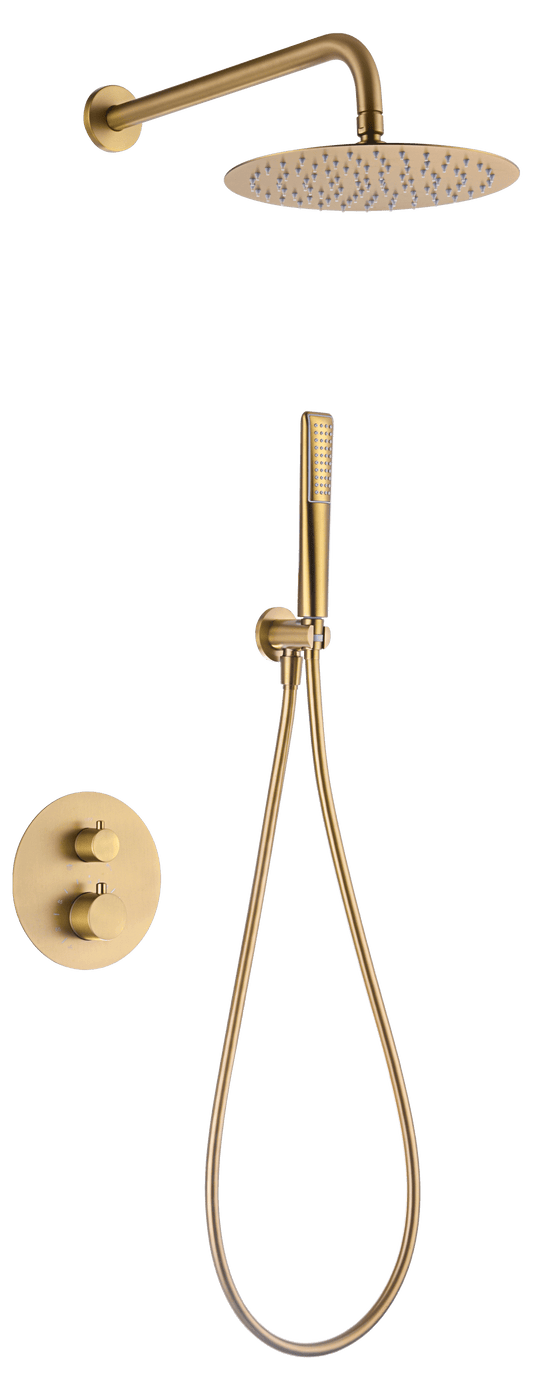 Conjunto Ducha Termostático Empotrado Nápoles Oro Cepillado