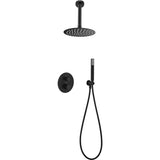 Conjunto De Ducha Empotrado Termostático  Top Negro Mate