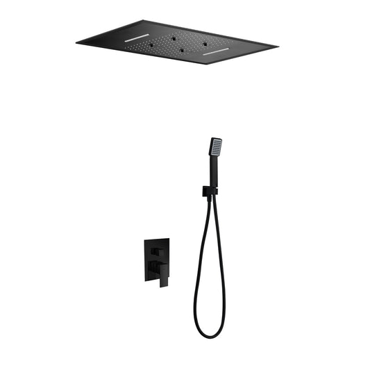 Conjunto De Ducha Empotrado Monomando Sumatra Negro Mate Con Premarco