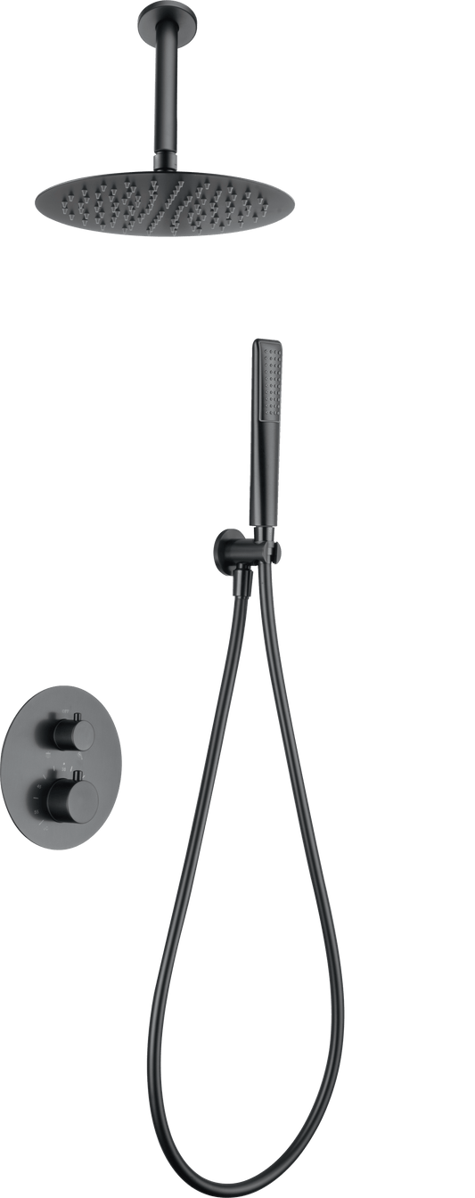 Conjunto Ducha Termostático Empotrado Salerno Black Gun Metal